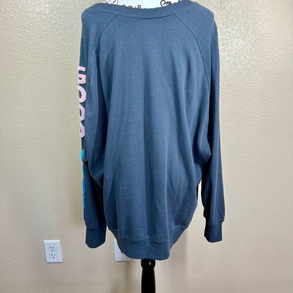Rebellious One  gray women Good Vibes Sweatshirt Juniors size XL Casual academia - Picture 12 of 14